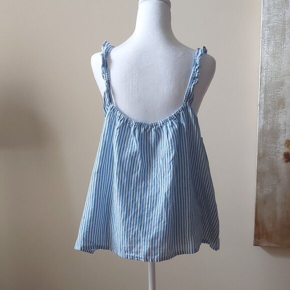 NWOT J. Crew Blue & White Stripped Linen-cotton Blend Camisole Sz L - Picture 2 of 6